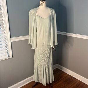 R & M Richards Sage‎ Formal Dress Rhinestone sparkle fairycore princess size 14